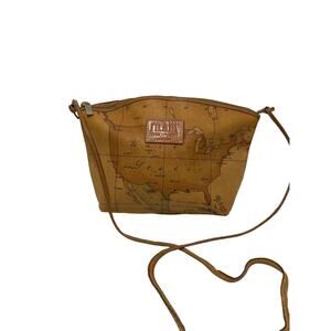 Vintage Alviero Martini Crossbody American Map Leather Handbag Travel I’Ilasse
